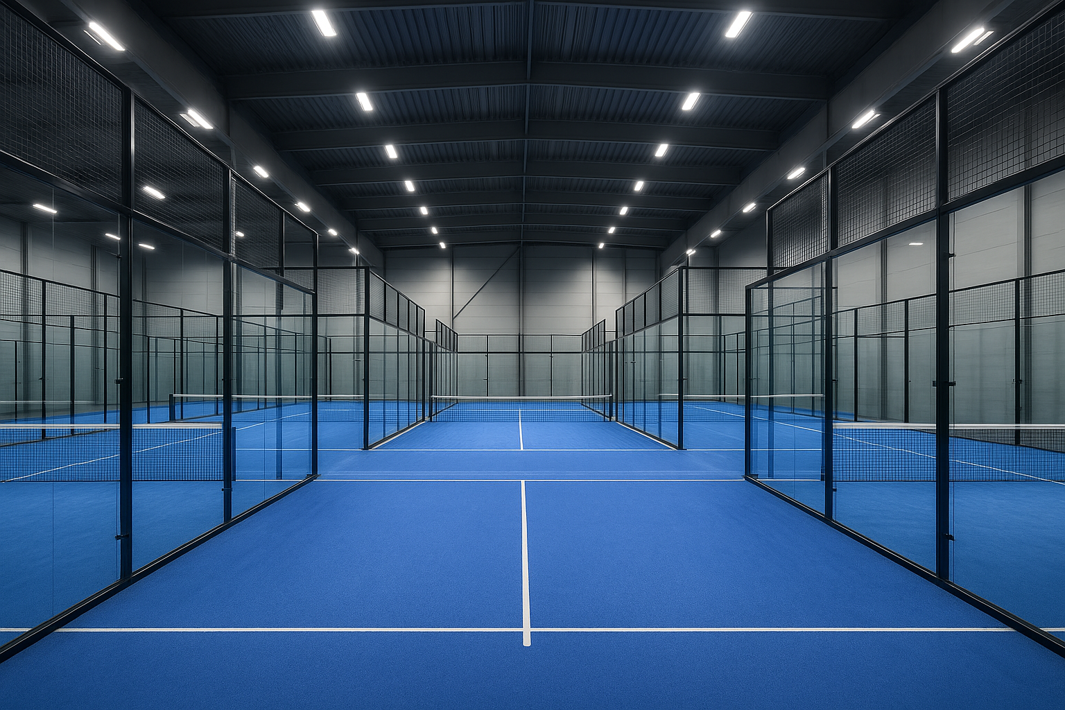 Centre de padel indoor avec courts parfaitement entretenus