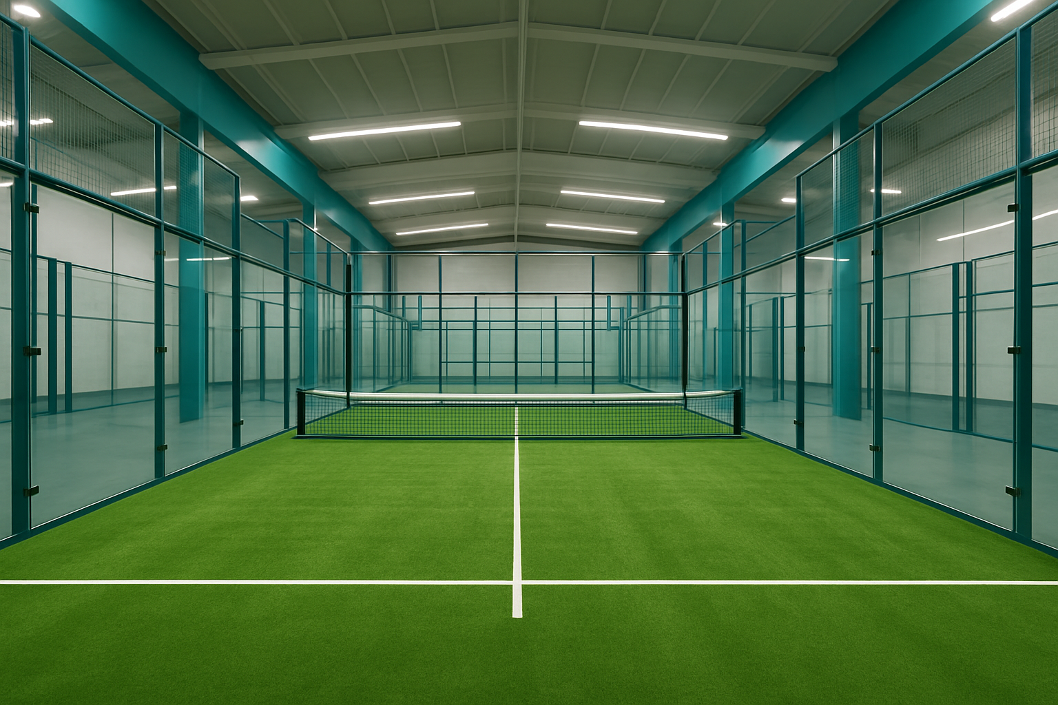 Terrain de padel avec vitres parfaitement nettoyées